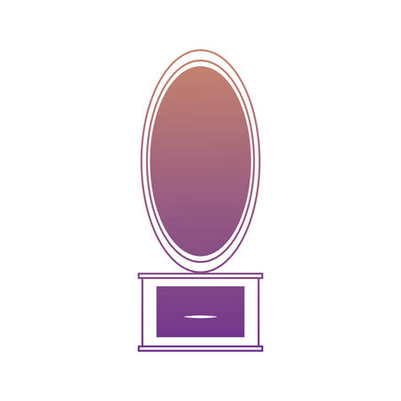 Dressing table with oval mirror icon over white background vector illustrationのイラスト素材