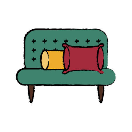 couch with cushions icon over white background colorful design vector illustrationのイラスト素材