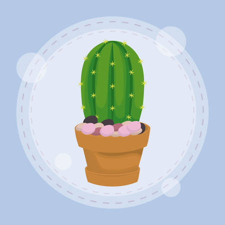Cactus in pot decorative floral design, vector illustration.のイラスト素材