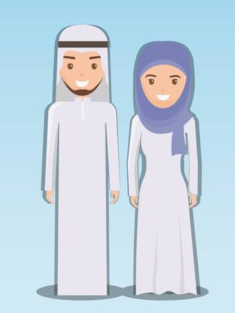 family and social concept muslim couple vector illustration graphic designのイラスト素材