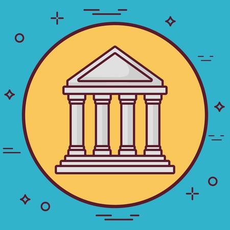 Bank icon over yellow circle and blue background colorful design vector illustrationのイラスト素材