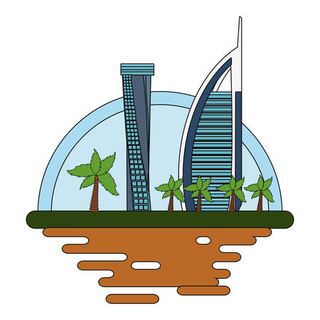 dubai cityscape cartoon icon vector illustration graphic designのイラスト素材