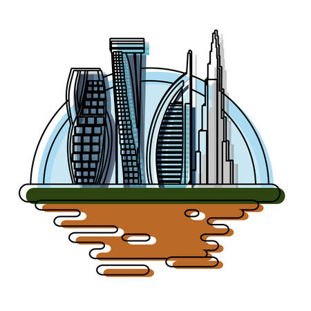 dubai cityscape cartoon icon vector illustration graphic designのイラスト素材