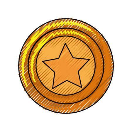Star coin icon on white background illustration.のイラスト素材