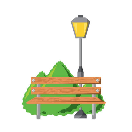 wooden bench and street lamp icon over white background vector illustrationのイラスト素材