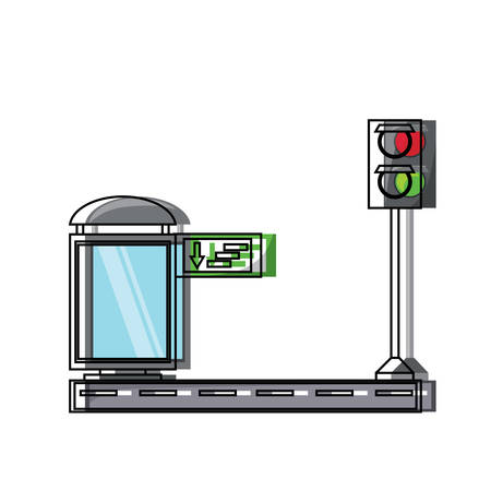 traffic light and bus stop icon over white background colorful design vector illustrationのイラスト素材