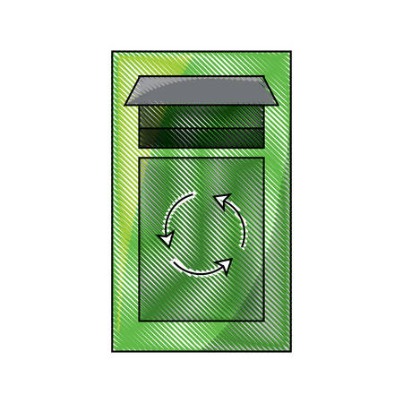 garbage can with recyclable  icon over white background colorful design vector illustrationのイラスト素材