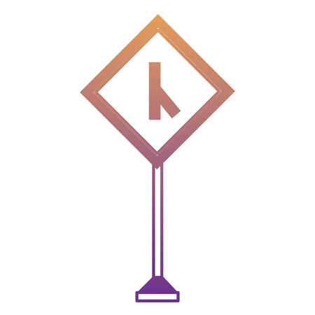 diagonal side road sign, warning road icon over white background colorful design  vector illustrationのイラスト素材