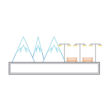 road with alps landscape over white background colorful design vector illustrationのイラスト素材