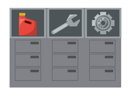Chest drawers of mechanic tools over white backgroundのイラスト素材