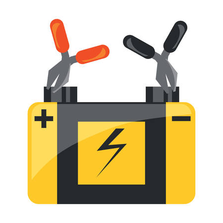 Pliers connected to car battery icon over white background colorful design vector illustrationのイラスト素材