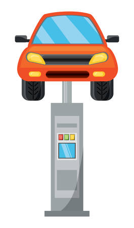 Car on car lifting machine over white background colorful design vector illustrationのイラスト素材