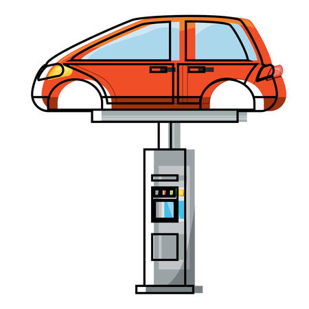 Car on car lifting machine over white background colorful design vector illustrationのイラスト素材