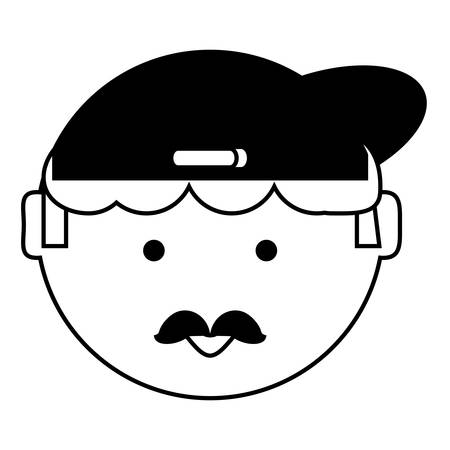 cartoon man face wearing a cap icon over white background vector illustrationのイラスト素材