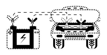 Car connected to a car battery.のイラスト素材