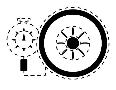 Tire gauge measuring the tire pressure.のイラスト素材