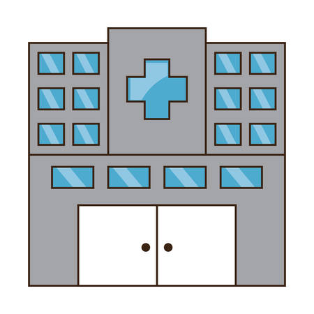 hospital building icon over white background colorful design vector illustrationのイラスト素材