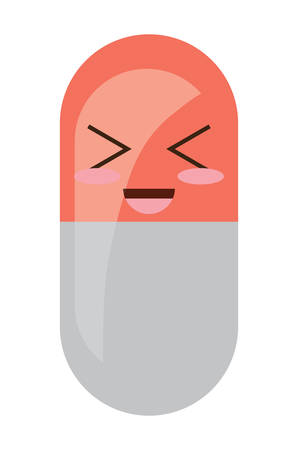 happy pill icon over white background vector illustrationのイラスト素材