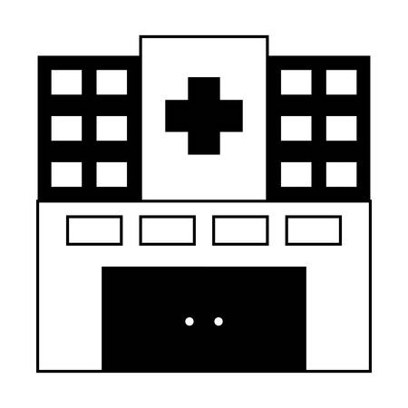 Hospital building icon over white illustration.のイラスト素材