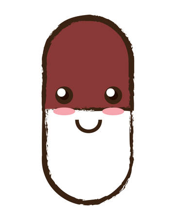 Happy pill icon over white background colorful design vector illustrationのイラスト素材