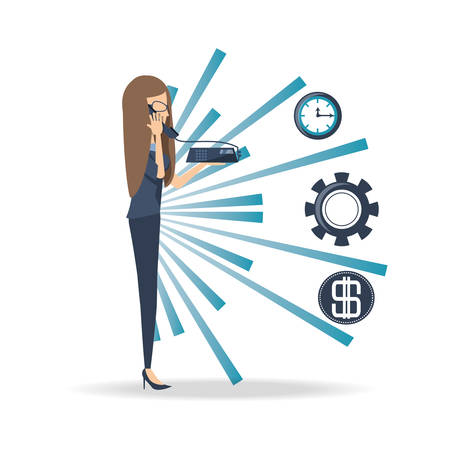 Business woman working hard to earn money illustration graphic design.のイラスト素材
