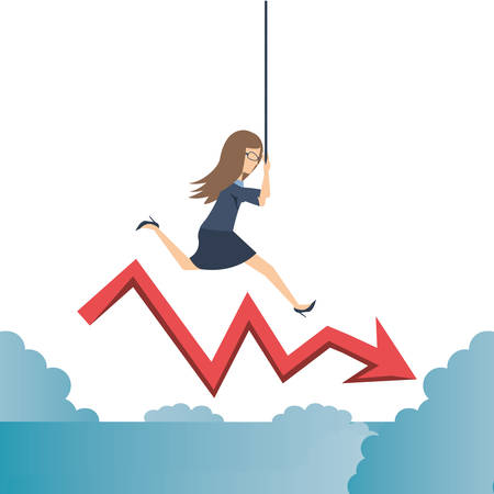 Business woman running towards the goal illustration graphic design.のイラスト素材