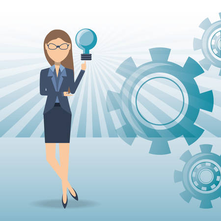 business woman cartoon get an idea vector illustration graphic designのイラスト素材