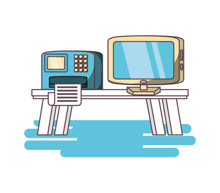 desktop computer home office concept vector illustration graphic designのイラスト素材