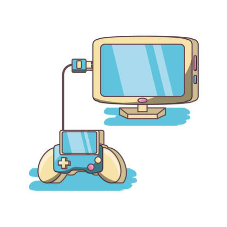 video game console and controller vector illustration graphic designのイラスト素材