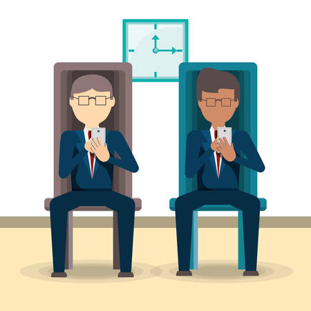 A business men reading news on the phone vector illustration graphic designのイラスト素材