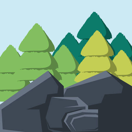 Eco style life green forest vector illustration graphic designのイラスト素材