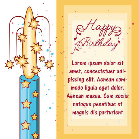 happy birthday card with sparkle candle icon over white background vector illustrationのイラスト素材