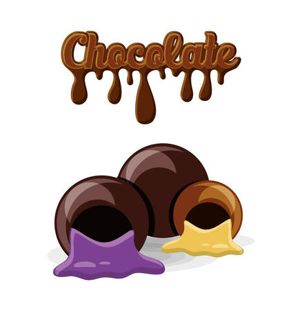 Truffles of chocolate icons over white background. Colorful design illustration.のイラスト素材