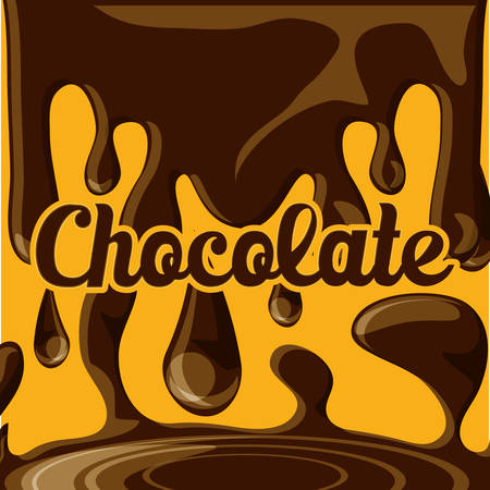 Melted chocolate design over yellow illustration.のイラスト素材