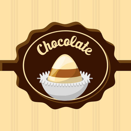 Chocolate emblem with chocolate truffle icon. Colorful design illustration.のイラスト素材