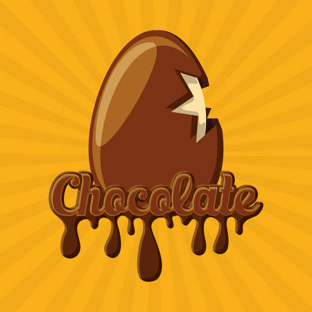 chocolate egg icon over yellow background colorful design vector illustrationのイラスト素材