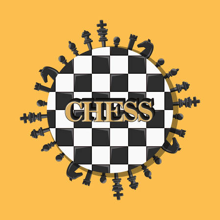 Chess game design with pieces and board over yellow background colorful design vector illustrationのイラスト素材