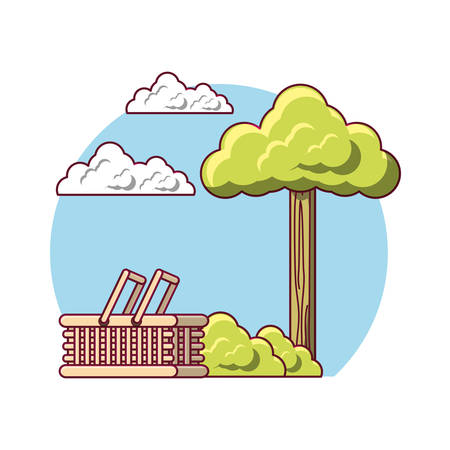 picnic design with outdoor basket colorful design vector illustrationのイラスト素材