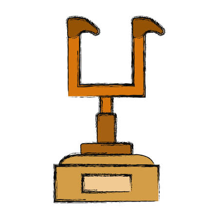 colored  trophy  with american football goal post  over white  background  vector illustrationのイラスト素材