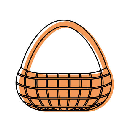 flat line colored picnic basket  over white  background  vector illustrationのイラスト素材
