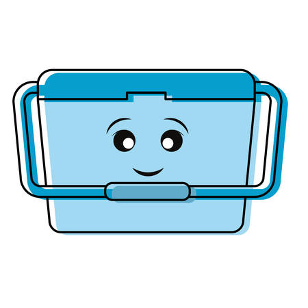 flat line colored  kawaii portable fridge over white background  vector illustrationのイラスト素材