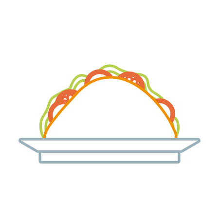 mexican taco icon over white background colorful design vector illustrationのイラスト素材