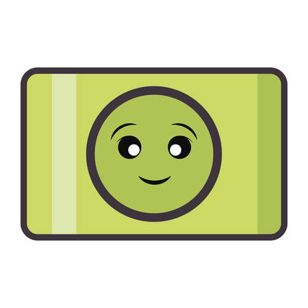 kawaii money bill icon over white background colorful design vector illustrationのイラスト素材