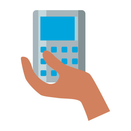 Hand holding a calculator icon over white background vector illustrationのイラスト素材