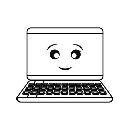 Cute laptop computer icon over white background illustration.のイラスト素材