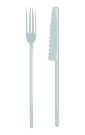 fork and knife utensils icon over white background colorful design vector illustrationのイラスト素材