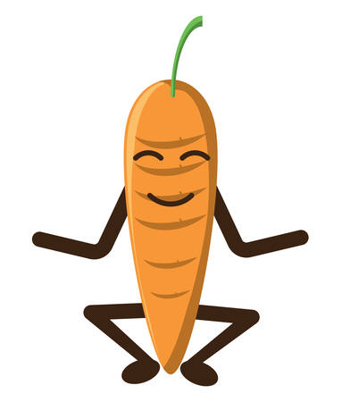 Carrot doing yoga icon over white background colorful design vector illustration.のイラスト素材