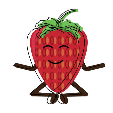 kawaii relaxed strawberry over white background colorful design vector illustrationのイラスト素材