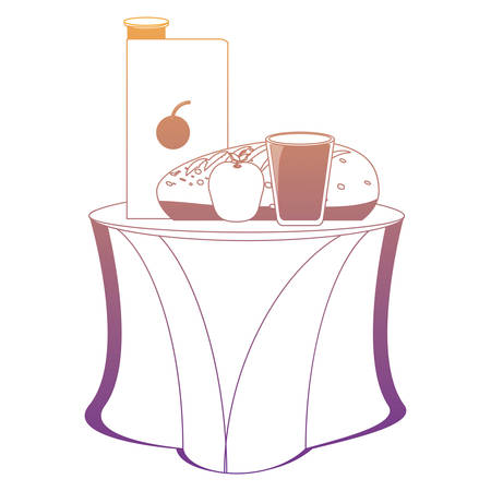 Table with breafast food icon over white background colorful design vector illustrationのイラスト素材