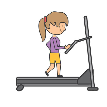 Woman running on a treadmill.のイラスト素材